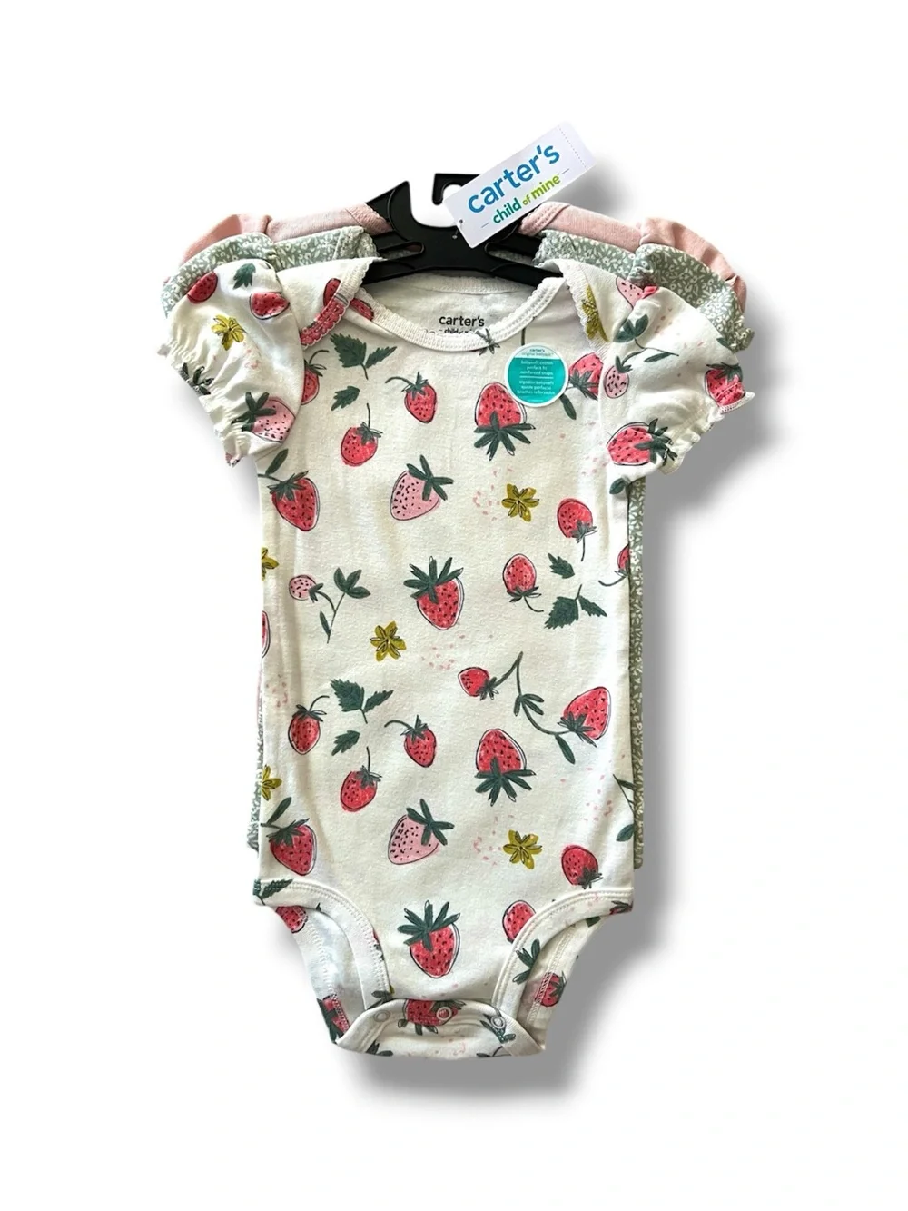 Carter’s Child of Mine Strawberry Floral Bodysuit Set 18M NWT 3 Pack